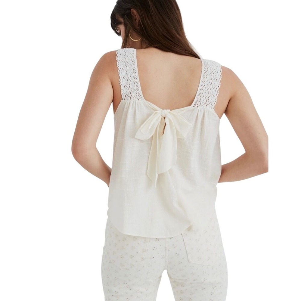 Madewell Crochet Lace Sleeveless Bow Back Flowy Feminine Blouse M Cottagecore